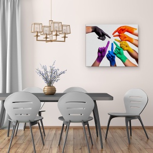 Tablou canvas - Crede In Dragoste, Curcubeu, Maini, Incluziune, 60 x 75 cm - Img 4