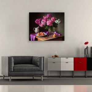 Tablou Canvas - Cu Un Buchet De Phlox Si Piersici, 40 x 50 cm - Img 2