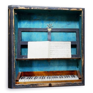 Tablou canvas - Cutie Muzicala, Muzica, Tastatura, Organ, Albastru, Abanos, Fildes, 60 x 60 cm