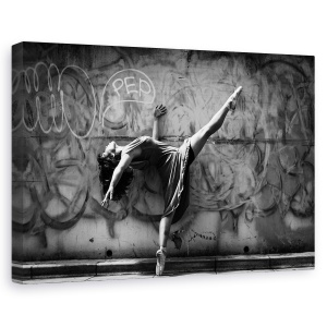 Tablou canvas - Dans, Actiune, Performanta, Grafitti, Alb-Negru, Femeie, 60 x 90 cm