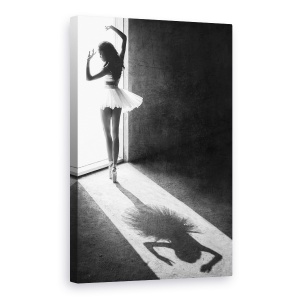 Tablou canvas - Dansul Umbrelor, Balet, Alb-Negru, 60 x 90 cm