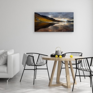 Tablou Canvas - Descoperire, Scotia, Munte, Cer, Raza De Lumina, Lac, 50 x 100 cm - Img 4