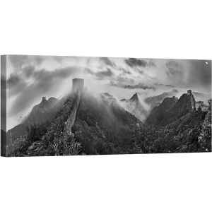 Tablou canvas - Dimineata Cetoasa la Marele Zid, China, Munti, Cer, Panorama, Marele Zid, 30 x 90 cm