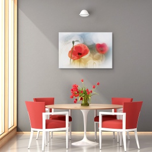 Tablou canvas - Dimineata cu maci, Flori, Rosu, Romantic, 80 x 120 cm - Img 4