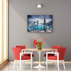 Tablou canvas - Dimineti albastre/Melancolii matinale, Peisaj, Lac, Albastru , Munte, 40 x 60 cm - Img 4