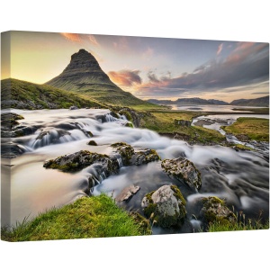Tablou canvas - Dis de Dimineata, Kirkjufell, Islanda, Vara, Curent, Apa, Flux, 60 x 90 cm