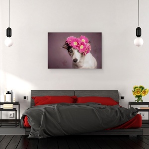 Tablou canvas - Doamna Primavara, Primavara, Flori, Caini, Roz, Animale, 80 x 120 cm - Img 3