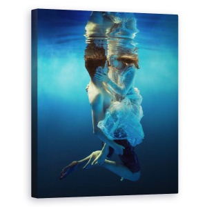 Tablou canvas - Doar Doua, Om, Femeie, Fata, Sarut, Rochie, 60 x 75 cm