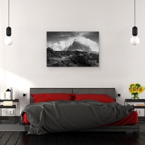 Tablou canvas - Drum Spre Muntele Fumuriu, Peisaj, Alb-Negru, Varf, Summit, 60 x 90 cm - Img 3