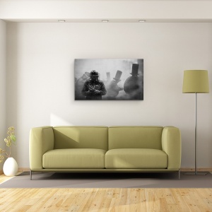 Tablou canvas - Enfarinate, Abur, Palarie, Palarie, Masca De Gaz, 50 x 80 cm - Img 2