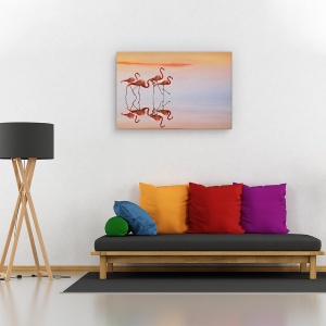Tablou canvas - Fara titlu, Flori, Pasare, Oglinda, Apa, 60 x 90 cm - Img 2