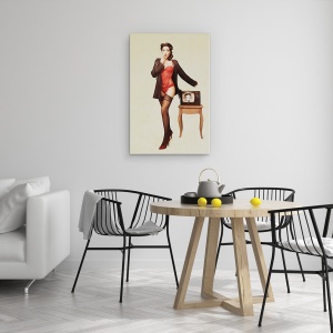 Tablou canvas - Fata Frumoasa, Fata, Vintage, Vechi, Televiziune, 60 x 90 cm - Img 4