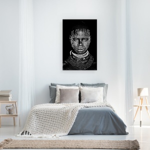 Tablou canvas - Femeie Din Tribul Karo, Africa, Ethiopia, Portret, Intunecos, 80 x 120 cm - Img 3