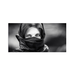 Tablou Canvas - Femeie, Privire, Alb/Negru, 30 x 60 cm