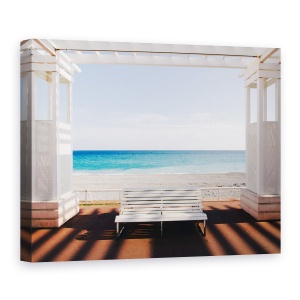 Tablou canvas - Fereastra Spre Mare, Peisaj, Banca, Alb, Mare, Ocean, 50 x 70 cm