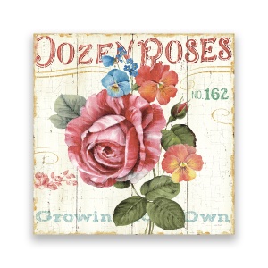 Tablou Canvas - Floral, Bujori, Vintage, Roz, 60 x 60 cm