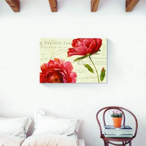 Tablou decorativ floral pe canvas cu maci roșii 80x120 cm