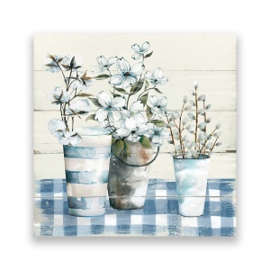 Tablou Canvas - Floral, Flori, Vaze, Alb, 60 x 60 cm
