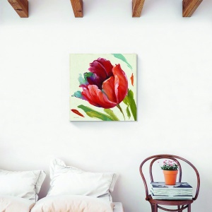 Tablou decorativ floral vintage pe canvas cu lalele