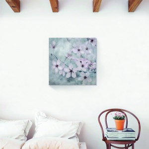 Tablou decorativ floral roz pe canvas 60x60 cm
