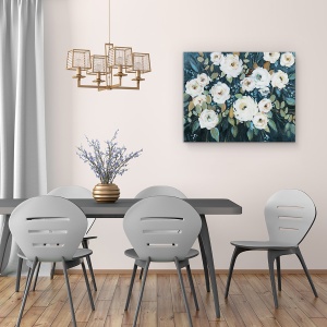 Tablou canvas - Flori, Alb, Gradina Luminata De Luna, Pictura, 40 x 50 cm - Img 4
