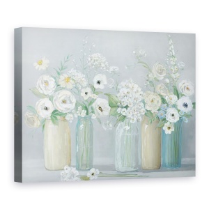 Tablou decorativ flori albe în vase pe canvas