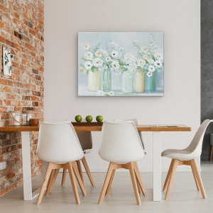 Tablou canvas - Flori, Alb, Vaze, Pictura, Viata, 75 x 100 cm - Img 4