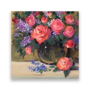 Tablou Canvas - Flori, Buchet, Rosu, 60 x 60 cm
