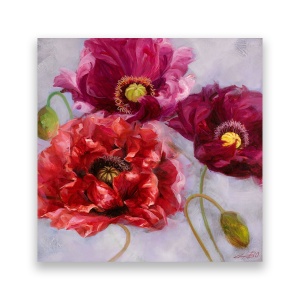 Tablou Canvas - Flori, Bujori, Rosu, Mov, 60 x 60 cm