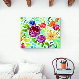 Tablou decorativ flori colorate primăvară 60 x 75 cm pe canvas