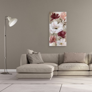 Tablou canvas - Flori De Primavara, Alb, Roz, Rosu, Pictura, 50 x 100 cm - Img 2