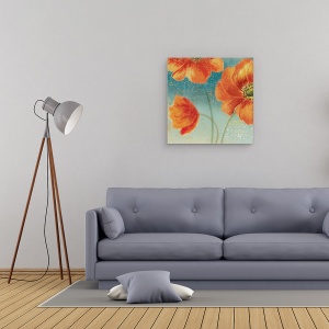 Tablou canvas - Flori, Flori, Mac, Rosu, Pictura, 60 x 60 cm - Img 2