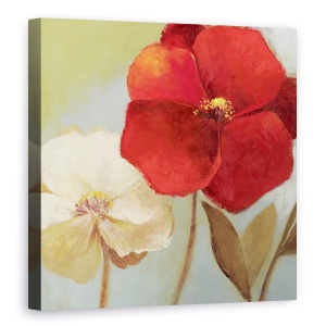 Tablou canvas - Flori, Flori, Maci, Rosu, Alb, Pictura, 60 x 60 cm