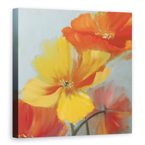 Tablou canvas - Flori, Flori, Rosu-Galben, Pictura, 60 x 60 cm