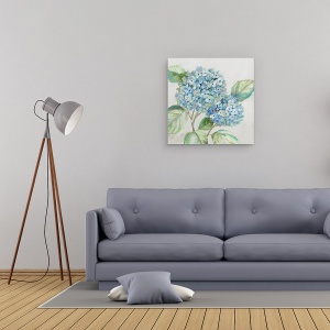 Tablou canvas - Flori, Hortensie, Albastru, Pictura, 90 x 90 cm - Img 2