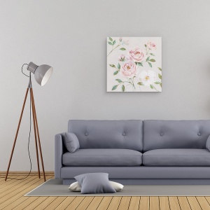 Tablou canvas - Flori II, Trandafiri Langa Coliba, Roz, Pictura, 90 x 90 cm - Img 2
