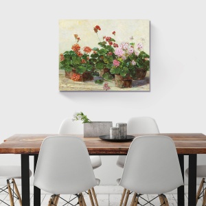 Tablou decorativ canvas cu mușcate în ghiveci