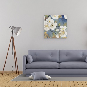 Tablou canvas - Flori, Natura, Copac Ramura, Flori, Alb, Pictura, 90 x 90 cm - Img 2