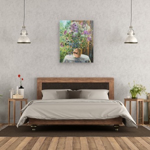 Tablou canvas - Flori, Natura Moarta, Buchet, Flori Salbatice, Albastru-Violet, Pictura, 40 x 50 cm - Img 3