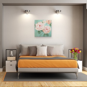 Tablou canvas - Flori, Trandafiri Roz, Pictura, 90 x 90 cm - Img 3