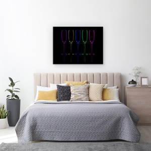Tablou canvas - Fluiere, Vin, Bauturi, Intuneric, Punct, Punct, 50 x 70 cm - Img 3