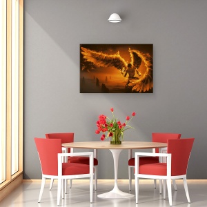Tablou canvas - Foc, Ingeras, Flacari, Aripi, Pana, 40 x 60 cm - Img 4