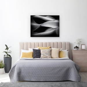 Tablou canvas - Forme Ale Dunelor, Peisaj, Alb-Negru, Desert, Nisip, Dune, 75 x 100 cm - Img 3