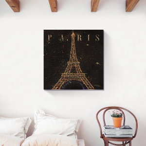 tablou decorativ canvas cu Turnul Eiffel și accente aurii