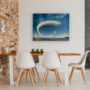 Tablou canvas - Frecce Tricolori, Actiune, Aviatie, Avioane, Murcia, Spania, 75 x 100 cm - Img 4