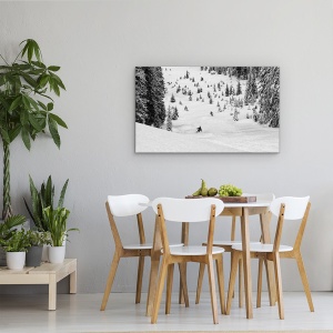 Tablou canvas - Freerideri, Actiune, Alb-Negru, Peisaj, Schi, 50 x 80 cm - Img 4