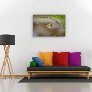 Tablou canvas - Frumusetea reflectiei, Nature, Broasca, Dragut, Curiozitate, 80 x 120 cm - Img 2