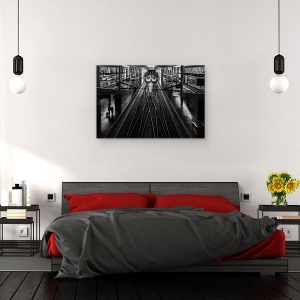 Tablou canvas - Gara, Alb-Negru, Statie, Tren, Madrid, Atocha, 80 x 120 cm - Img 3