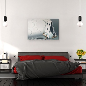 Tablou canvas - Gaura Iepurelui, Alice, Alice In Tara Minunilor, Fata, Pisica, 60 x 90 cm - Img 3