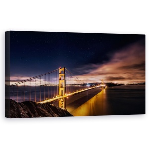 Tablou Canvas - Golden Gate La Stele, Pod, Noapte, San Francisco, 50 x 100 cm